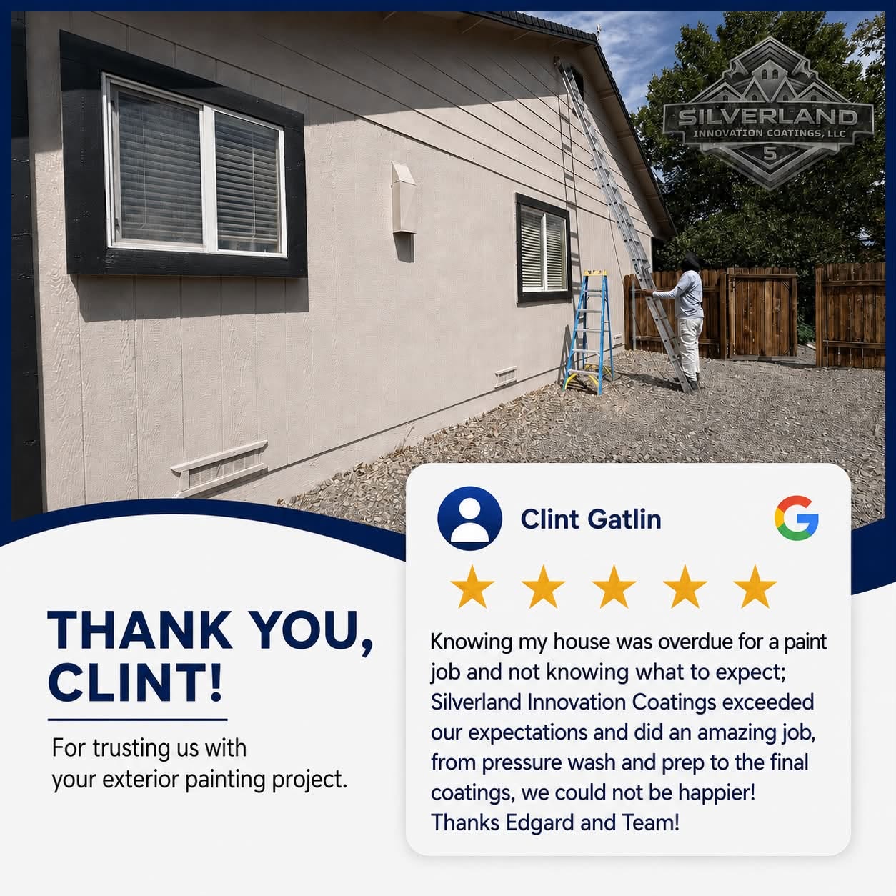 Five-star Google review from Clint Gatlin